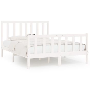 Estructura De Cama De Madera Maciza Blanca 160x200 Cm Vidaxl