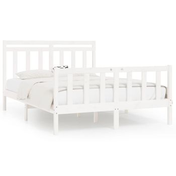 Estructura De Cama Madera Maciza De Pino Blanco 120x200 Cm Vidaxl