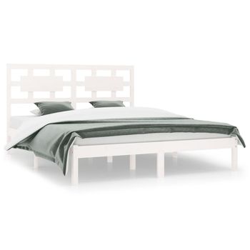 Estructura De Cama Madera Maciza Blanco Super King 180x200 Cm Vidaxl