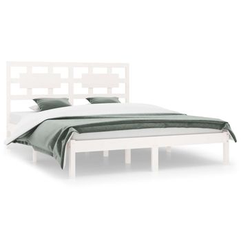 Estructura De Cama Madera Maciza De Pino Blanco 200x200 Cm Vidaxl