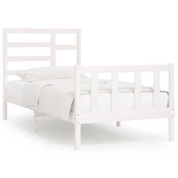 Estructura De Cama Madera Maciza De Pino Blanco 100x200 Cm Vidaxl