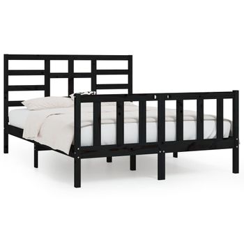 Estructura De Cama De Madera Maciza Negra 120x200 Cm Vidaxl