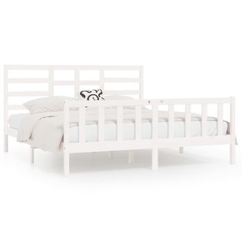 Estructura De Cama Madera Maciza Blanco Supe King 180x200 Cm Vidaxl