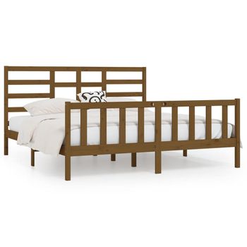 Estructura De Cama Madera Maciza Marrón Miel 200x200 Cm Vidaxl