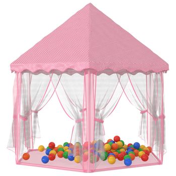 Carpa De Juegos De Princesa Con 250 Bolas Rosa 133x140 Cm Vidaxl