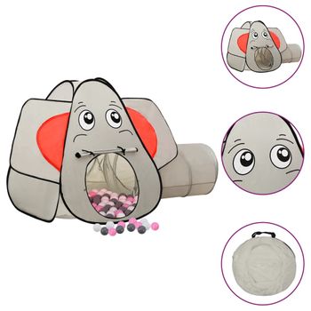 Tienda De Juegos Diseño De Elefante 250 Bolas Gris 174x86x101cm Vidaxl