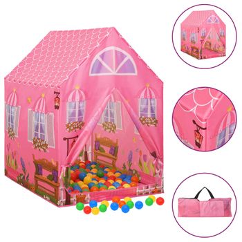 Tienda De Juegos Para Niños Con 250 Bolas Rosa 69x94x104 Cm Vidaxl