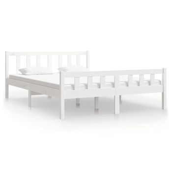 Estructura De Cama Madera Maciza Blanca 135x190 Cm Vidaxl