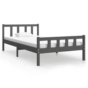 Estructura De Cama Madera Maciza Gris 100x200 Cm Vidaxl