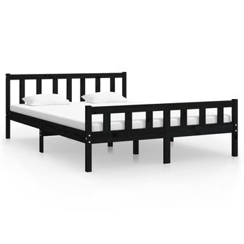 Estructura De Cama Madera Maciza Negro 120x200 Cm Vidaxl