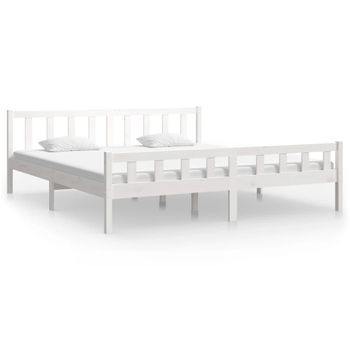 Estructura De Cama De Madera Maciza Blanca 160x200 Cm Vidaxl