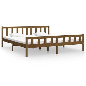 Estructura Cama Madera Maciza Marrón Miel Super King 180x200 Cm Vidaxl