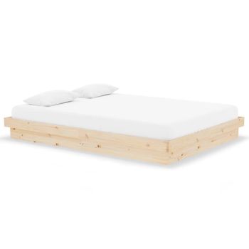 vidaXL Estructura de cama matrimonio madera maciza blanca 135x190 cm –  Bechester