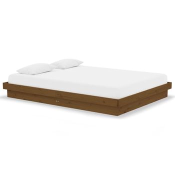 Estructura De Cama Doble Madera Maciza Marrón Miel 135x190 Cm Vidaxl