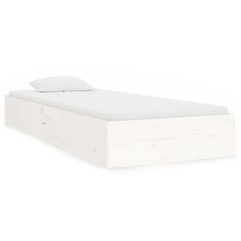 Estructura De Cama Madera Maciza Individual Blanco 75x190 Cm Vidaxl