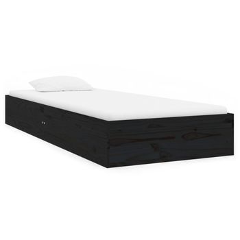 Estructura De Cama Madera Maciza Individual Negra 75x190 Cm Vidaxl