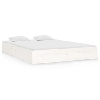 Estructura De Cama De Madera Maciza Blanca 135x190 Cm Vidaxl