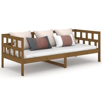 Sofá Cama Madera Maciza De Pino Marrón Miel 80x200 Cm Vidaxl