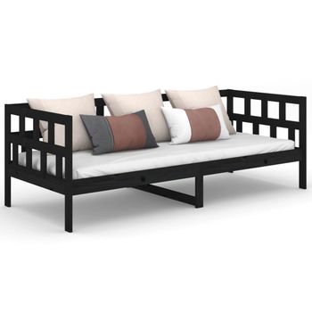 Sofá Cama Madera Maciza De Pino Negro 80x200 Cm Vidaxl