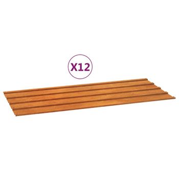 Paneles De Tejado 12 Uds Acero Corten Oxidado 100x44cm Vidaxl