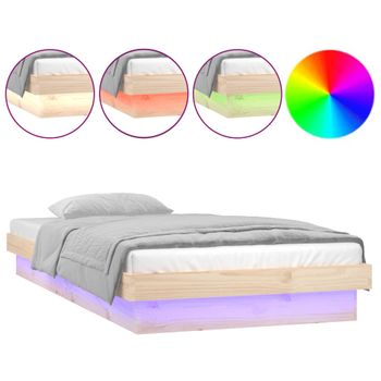 Estructura De Cama Con Led Madera Maciza 75x190 Cm Vidaxl