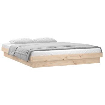 Estructura De Cama Con Led Madera Maciza 140x190 Cm Vidaxl