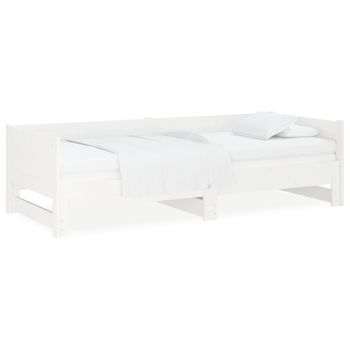 Sofá Cama Extraíble Madera Maciza De Pino Blanco 2x(80x200) Cm Vidaxl