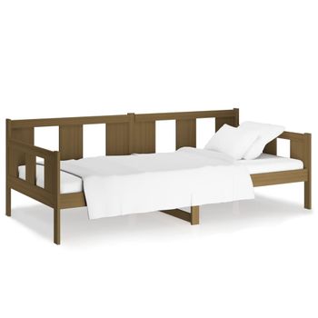 Sofá Cama Madera Maciza De Pino Marrón Miel 80x200 Cm Vidaxl