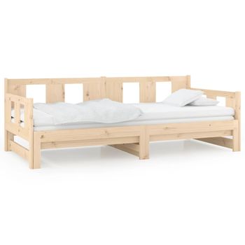 Sofá Cama Extraíble Madera Maciza De Pino 2x(90x190) Cm Vidaxl