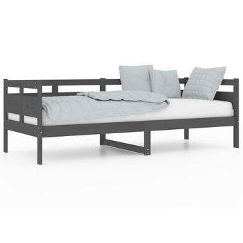 Sofá Cama Madera Maciza De Pino Gris 80x200 Cm Vidaxl