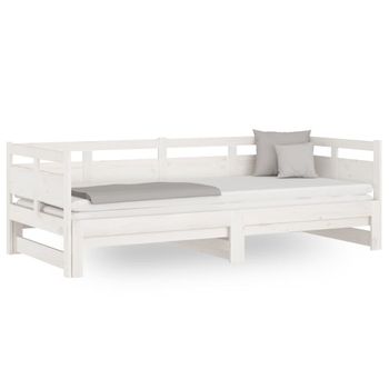 Sofá Cama Extraíble Madera Maciza De Pino Blanco 2x(80x200) Cm Vidaxl