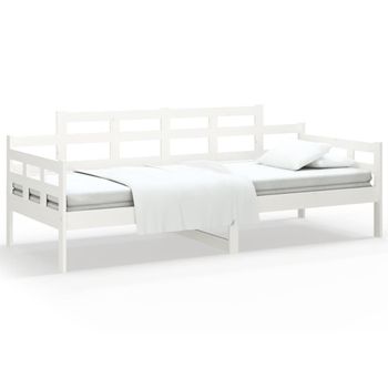 Sofá Cama Madera Maciza De Pino Blanco 90x200 Cm Vidaxl