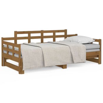 Sofá Cama Extraíble Madera Maciza Pino Marrón Miel 2x(90x190)cm Vidaxl