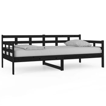 Sofá Cama Madera Maciza De Pino Negro 90x190 Cm Vidaxl