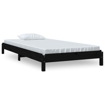 Cama Apilable De Madera Pino Maciza Negro 75x190 Cm Vidaxl