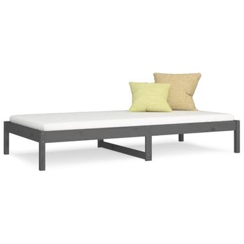 Sofá Cama Madera Maciza De Pino Gris 90x200 Cm Vidaxl