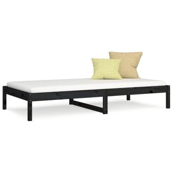 Sofá Cama Madera Maciza De Pino Negro 90x200 Cm Vidaxl