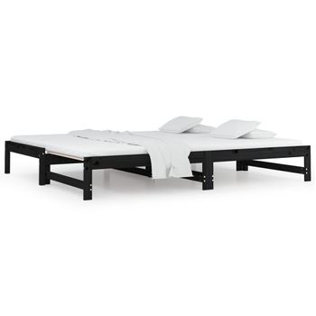 Sofá Cama Extraíble Madera Maciza De Pino Negro 2x(90x190) Cm Vidaxl