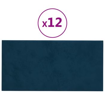 Paneles De Pared 12 Uds Terciopelo Azul 60x30 Cm 2,16 M² Vidaxl