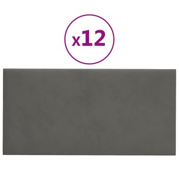 Paneles De Pared 12 Uds Terciopelo Gris Oscuro 60x30 Cm 2,16 M² Vidaxl