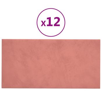 Paneles De Pared 12 Uds Terciopelo Rosa 60x30 Cm 2,16 M² Vidaxl