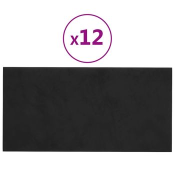 Paneles De Pared 12 Uds Terciopelo Negro 60x30 Cm 2,16 M² Vidaxl