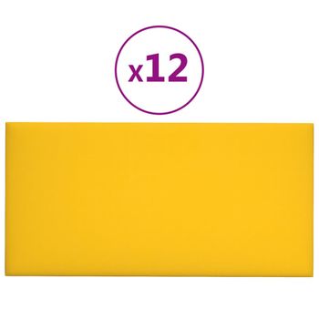 Paneles De Pared 12 Uds Terciopelo Amarillo 60x30 Cm 2,16 M² Vidaxl