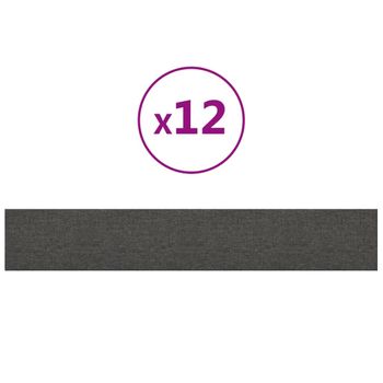 Paneles De Pared 12 Uds Tela Gris Oscuro 90x15 Cm 1,62 M² Vidaxl