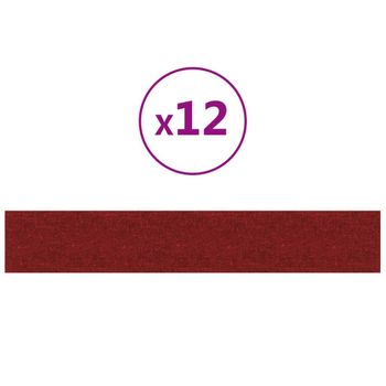 Paneles De Pared 12 Uds Tela Rojo Tinto 90x15 Cm 1,62 M² Vidaxl