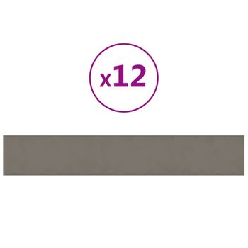 Paneles De Pared 12 Uds Terciopelo Gris Claro 90x15 Cm 1,62 M² Vidaxl