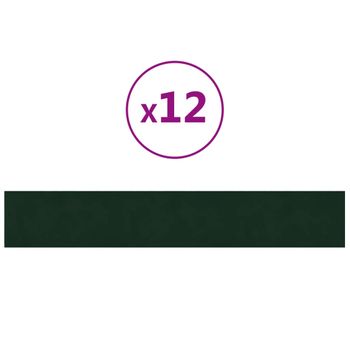 Paneles De Pared 12 Uds Terciopelo Verde Oscuro 90x15 Cm 1,62m² Vidaxl