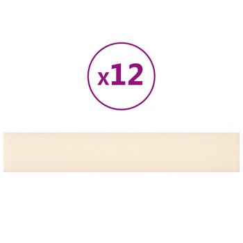 Paneles De Pared 12 Uds Terciopelo Color Crema 90x15 Cm 1,62 M² Vidaxl