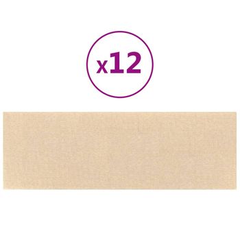 Paneles De Pared 12 Uds Tela Color Crema 90x30 Cm 3,24 M² Vidaxl