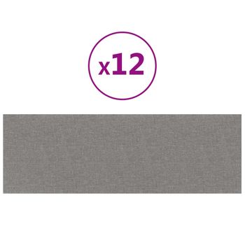 Paneles De Pared 12 Uds Tela Gris Claro 90x30 Cm 3,24 M² Vidaxl